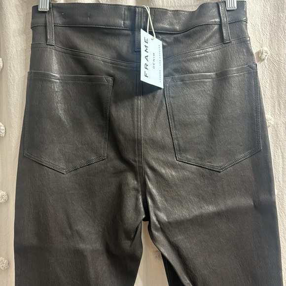 FRAME LEATHER ALI HIGH RISE CIGARETTE PANTS - Picture 15 of 16